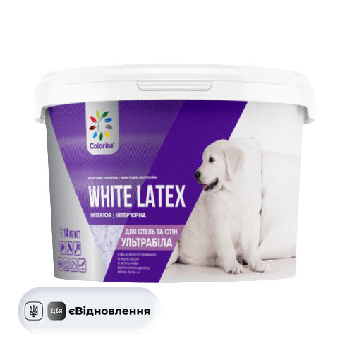 Фарба для стель/стін ультрабіла WHITE LATEX ТМ "COLORINA" ( 3,5кг) 1727111 фото