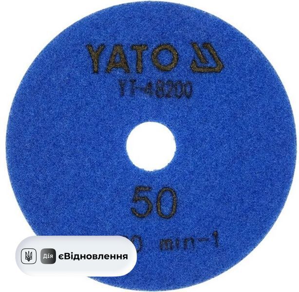Круг шлифовальный алмазный с липучкой д-100 G50 YATO YT-48200 СТ202412519 фото