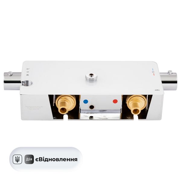 Душевая система универсальная Qtap Sloup термостатическая на два потребителя c полочкой QTSL57T105VOGC Chrome/White SD00041848 фото