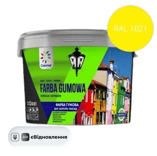 FARBA GUMOWA ФАРБА ГУМОВА ДЛЯ ДАХІВ, ЦОКОЛЮ, ФАСАДІВ ТМ COLORINA 3,6кг RAL 1021 жовта СТ202411447 фото