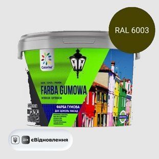 Фарба гумова для дахів, цоколю, фасадів ТМ COLORINA 12кг RAL 6003 хакі СТ202411846 фото