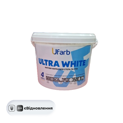 Краска интерьерная акриловая Ufarb ULTRAWHITE для стен и потолков мат 2,7 л 4 кг. СТ202411482 фото