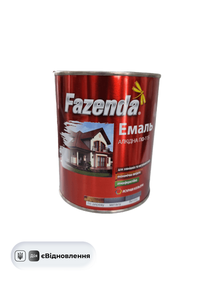 Эмаль алкидная "FAZENDA" ПФ-115 (0,9кг) (вишневая) 1777111 фото